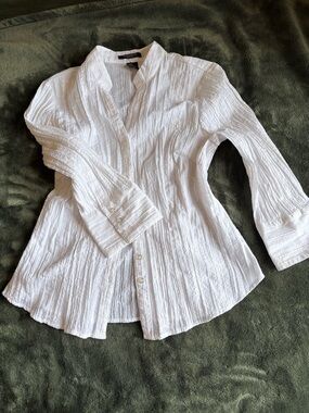 Autograph White Crinkle Button-Down Shirt